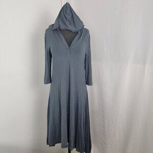Annette Gortz Women's Gunmetal Gray Hooded Dress 1/2 Sleeve Size SMALL S